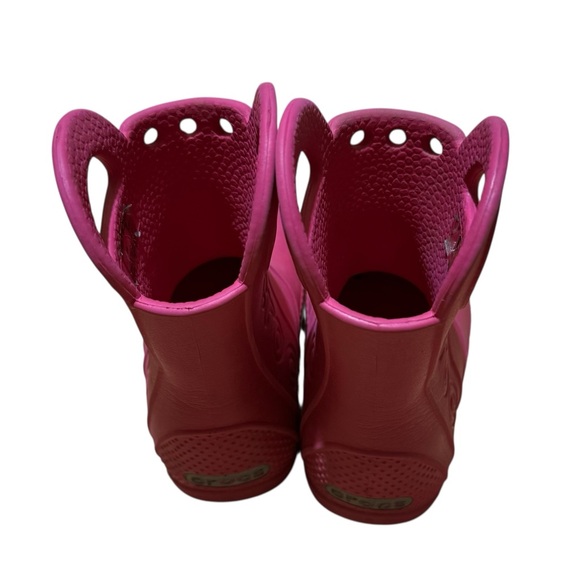 Crocs Pink Handle It Rain Boots Pull on Baby Girl Size 6C - Picture 4 of 9